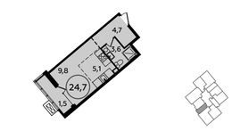 Планировка квартиры студии, 24,7 м2