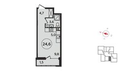 Планировка квартиры студии, 24,6 м2