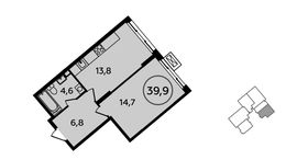 Планировка 1-комнатной квартиры, 39,9 м2