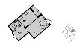 Планировка 1-комнатной квартиры, 37,7 м2