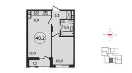 Планировка 1-комнатной квартиры, 40,2 м2