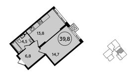 Планировка 1-комнатной квартиры, 39,8 м2