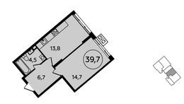 Планировка 1-комнатной квартиры, 39,7 м2