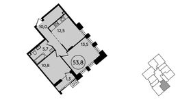 Планировка 2-комнатной квартиры, 53,8 м2