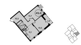 Планировка 2-комнатной квартиры, 49,4 м2
