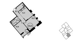 Планировка 2-комнатной квартиры, 53,3 м2