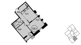 Планировка 2-комнатной квартиры, 53,1 м2