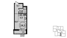 Планировка квартиры студии, 24,5 м2