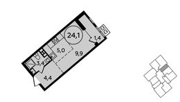 Планировка квартиры студии, 24,1 м2