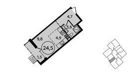 Планировка квартиры студии, 24,5 м2