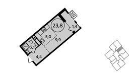 Планировка квартиры студии, 23,8 м2