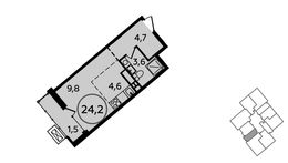 Планировка квартиры студии, 24,2 м2