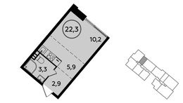 Планировка квартиры студии, 22,3 м2