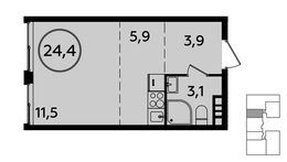 Планировка квартиры студии, 24,4 м2