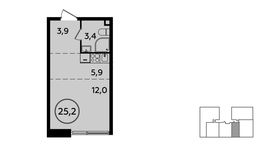 Планировка квартиры студии, 25,2 м2