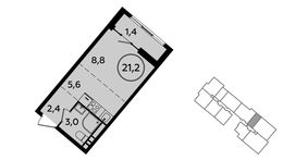 Планировка квартиры студии, 21,2 м2