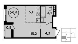 Планировка квартиры студии, 29,5 м2