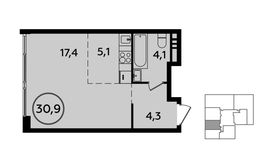 Планировка квартиры студии, 30,9 м2