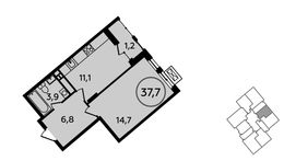 Планировка 1-комнатной квартиры, 37,7 м2