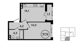 Планировка 1-комнатной квартиры, 37,9 м2