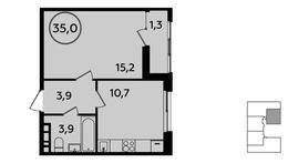 Планировка 1-комнатной квартиры, 35 м2