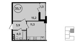 Планировка 1-комнатной квартиры, 35,7 м2