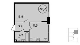 Планировка 1-комнатной квартиры, 38,2 м2