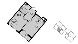 Планировка 1-комнатной квартиры, 38,7 м2