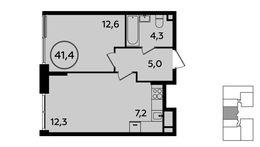 Планировка 1-комнатной квартиры, 41,4 м2