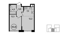 Планировка 1-комнатной квартиры, 40,8 м2