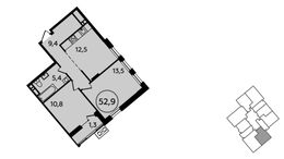 Планировка 2-комнатной квартиры, 52,9 м2