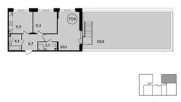 Планировка 2-комнатной квартиры, 77,9 м2