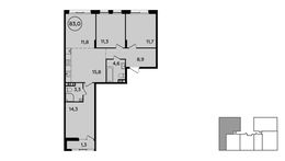 Планировка 3-комнатной квартиры, 83 м2