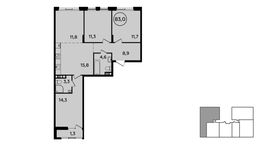 Планировка 4-комнатной квартиры, 83 м2