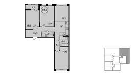 Планировка 3-комнатной квартиры, 85,9 м2