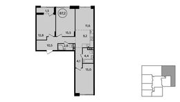 Планировка 3-комнатной квартиры, 87,2 м2