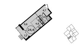Планировка квартиры студии, 24,4 м2
