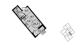 Планировка квартиры студии, 21,7 м2
