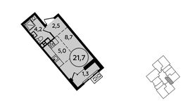 Планировка квартиры студии, 21,7 м2