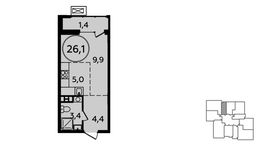 Планировка квартиры студии, 24,1 м2