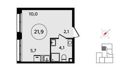Планировка квартиры студии, 21,9 м2