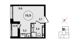 Планировка квартиры студии, 19,9 м2