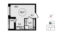 Планировка квартиры студии, 19,7 м2