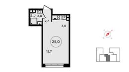 Планировка квартиры студии, 25 м2