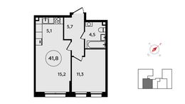Планировка 1-комнатной квартиры, 41,8 м2