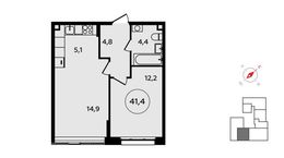 Планировка 1-комнатной квартиры, 41,4 м2