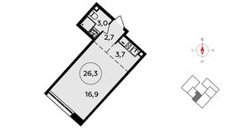Планировка 1-комнатной квартиры, 26,3 м2