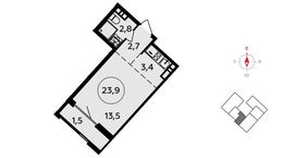Планировка 1-комнатной квартиры, 23,9 м2