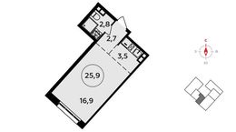 Планировка 1-комнатной квартиры, 25,9 м2