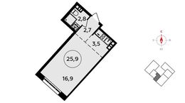 Планировка 1-комнатной квартиры, 25,9 м2